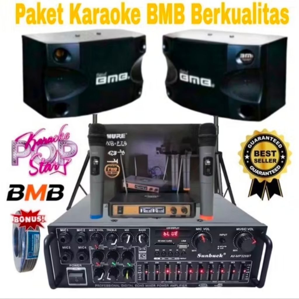 paket karaoke bmb original 8 inch ampli Equalizer karaoke rumahan cafe