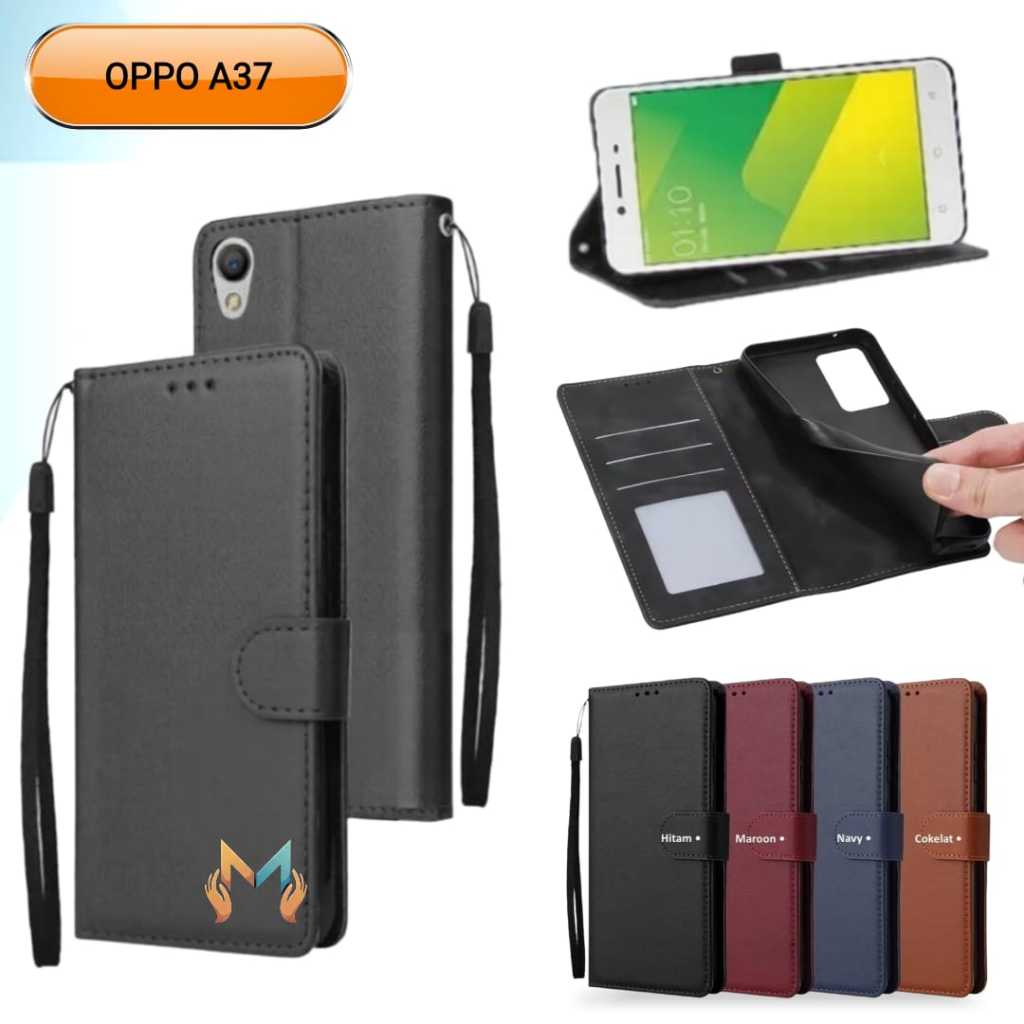 Flip Case Leather OPPO A37  Casing Dompet Kulit Buka Tutup