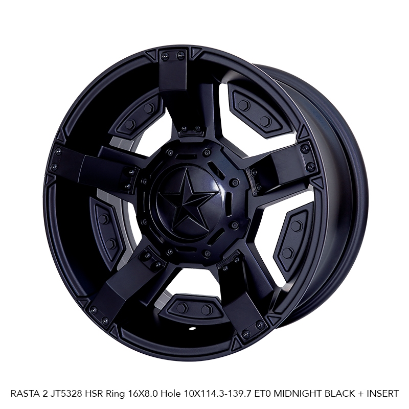 VELG MOBIL OFFROAD RUSH HILUX RANGGA TERIOS R16 HSR RASTA PCD 5X114,3 LEBAR 8 BLACK PELAG RING 16