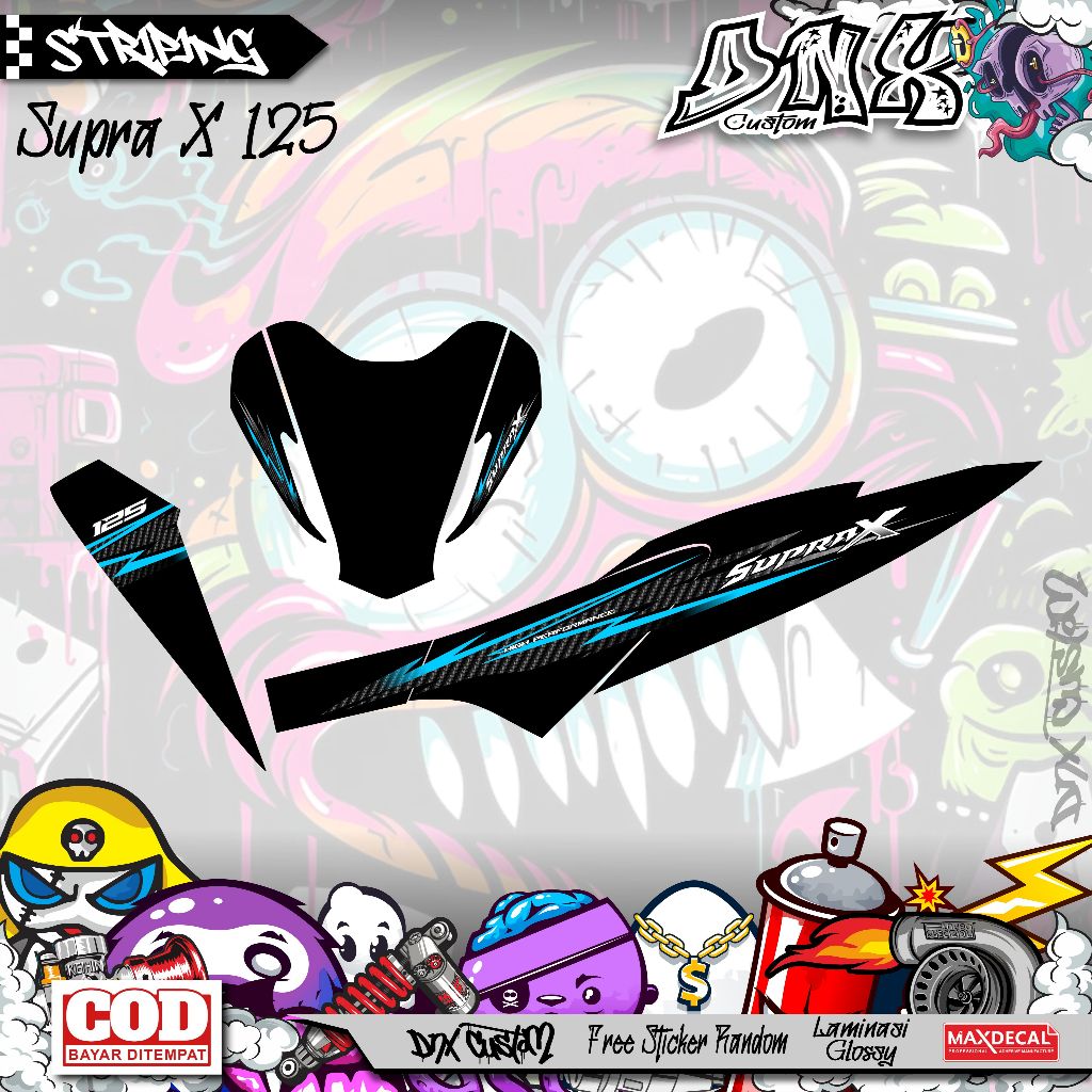STRIPING VARIASI HONDA SUPRA KPH SUPRA X 125 SUPRA X BATMAN 2008-2012 SIMPEL RACING KARBON KD55