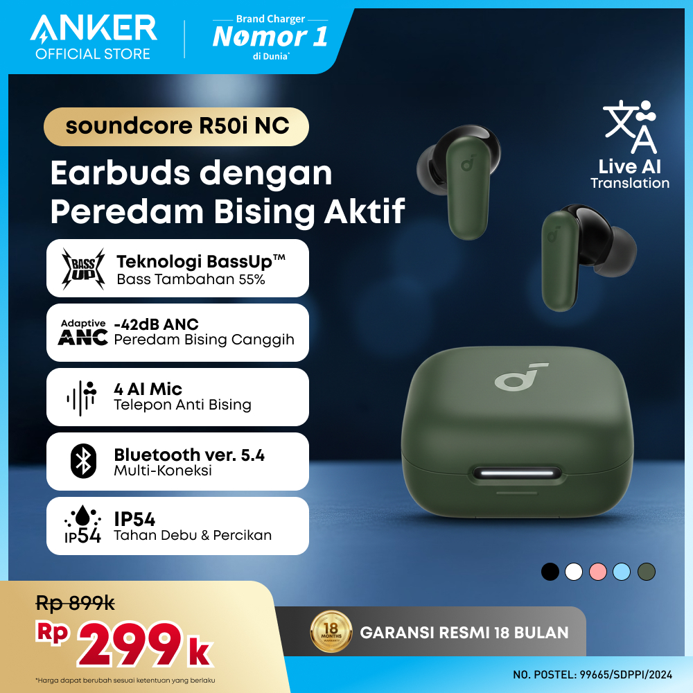(NEW LAUNCH) Soundcore by Anker R50i NC Earbuds Adaptive Noise Canceling Headset Wireless Earphone B