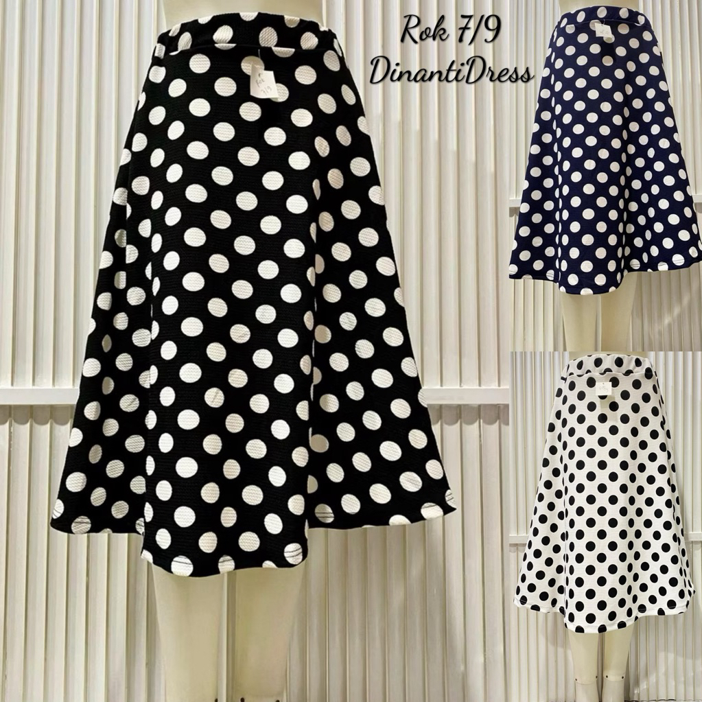 Rok Payung Wanita 7/9 Motif Polkadot Besar