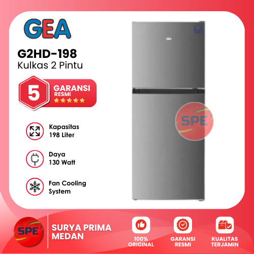 KULKAS 2 PINTU GEA KAPASITAS 198 LITER G2HD-198 / G2HD198 GARANSI RESMI (MEDAN)