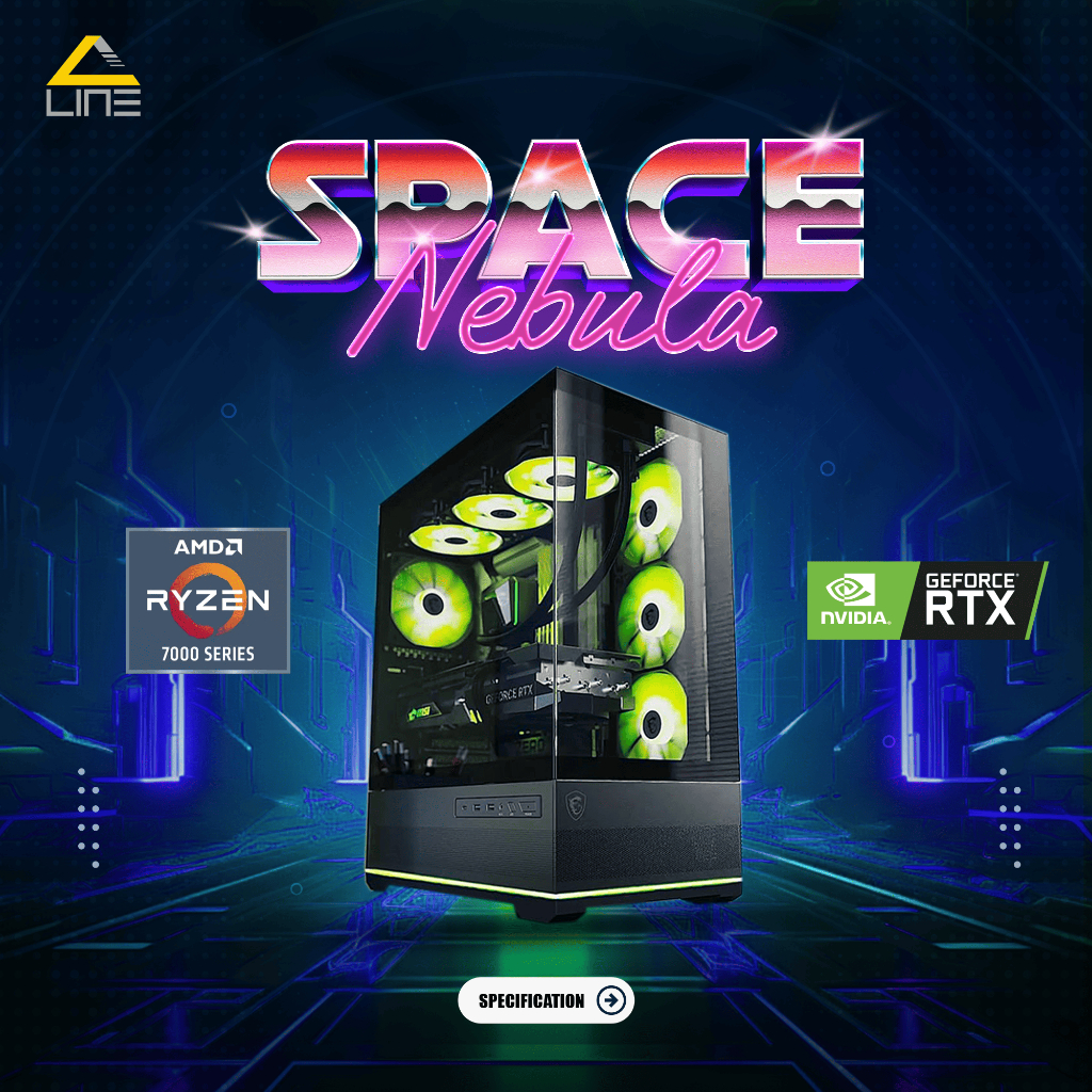PC RAKITAN SPACE NEBULA AMD Ryzen 7500F RTX 5060 1TB NVME 32GB DDR5 - PC Gaming Rakitan