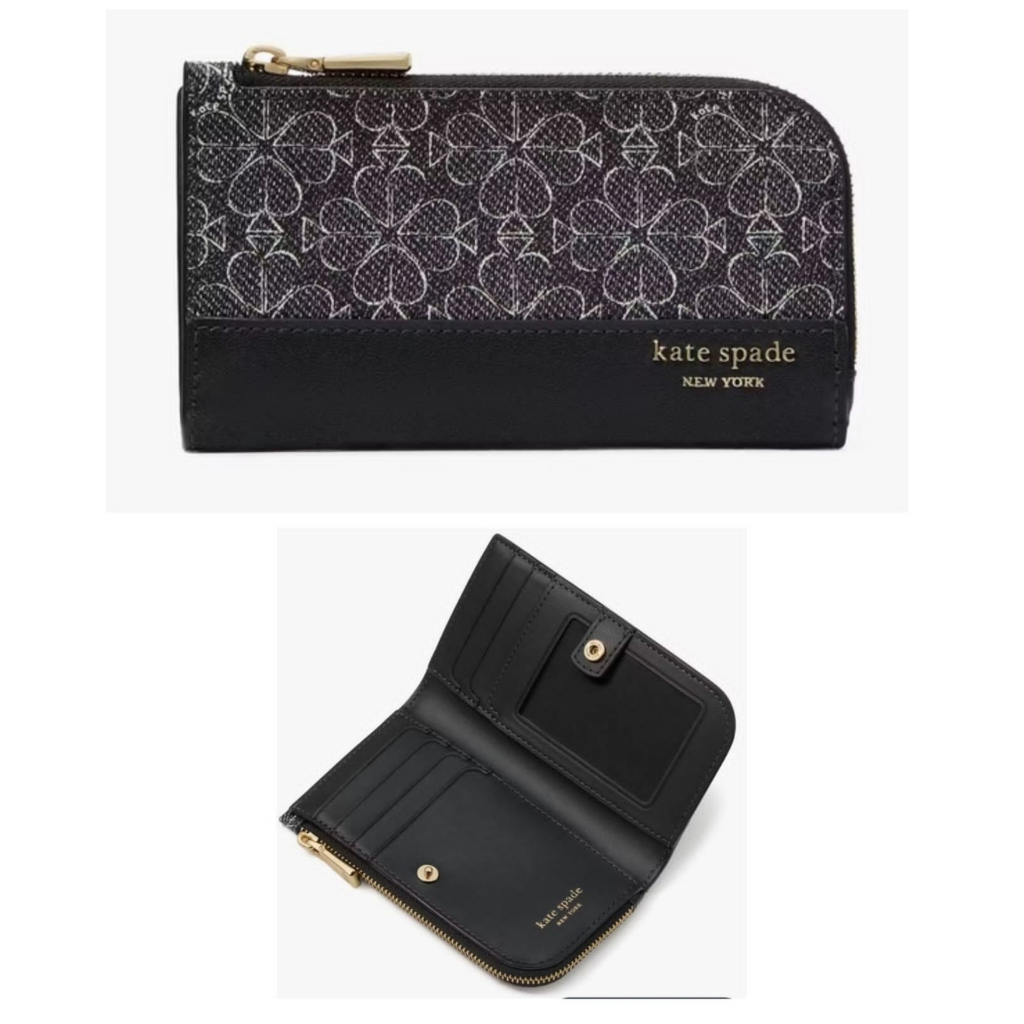 Dompet KS K1676 Flower Small Slim Bifold Wallet Black Multi 13x7cm