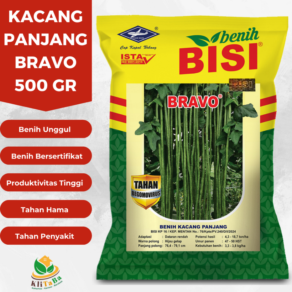 Benih Kacang Panjang Bravo 500 gr - BISI Cap Kapal Terbang