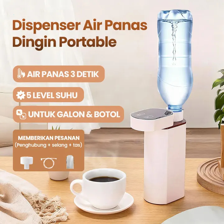 [3 Detik] Dispenser Air Panas Dingin Dispenser Air Portable Lipat, Pompa Galon Elektrik untuk Air Pa