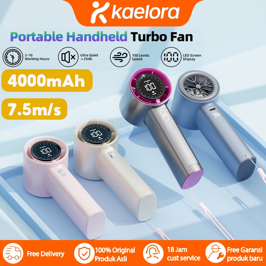 Kaelora Kipas angin portable kipas angin kecil mini kipas angin portable tahan lama 24 jam Tangan Ki