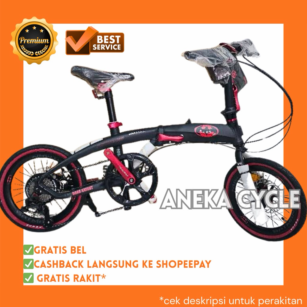 Sepeda Lipat Pacific Batman 16 Inch Frame Alloy Speed 8 Rem Cakram