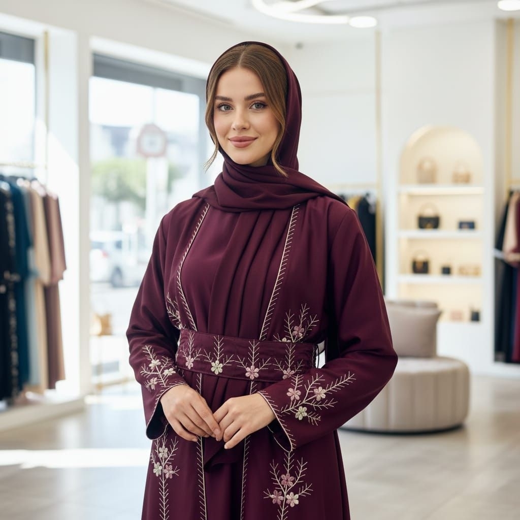 Abaya Kamila dress muslim syar’i motif bunga set pashmina