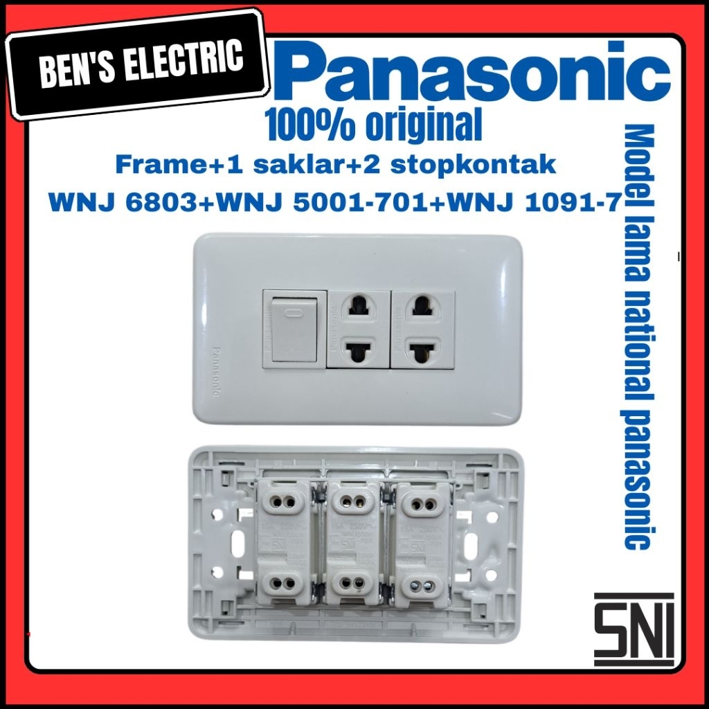 Panasonic Saklar + Stop Kontak 2 Lubang 1 Saklar Panasonic model lama Original SNI