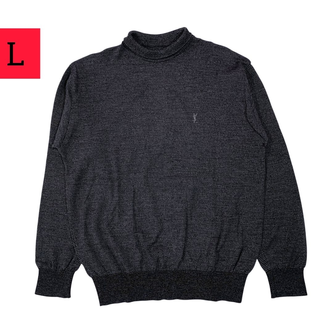 Kaos mock neck lengan panjang rajut - knit - wol YSL Pour Homme ( size L )