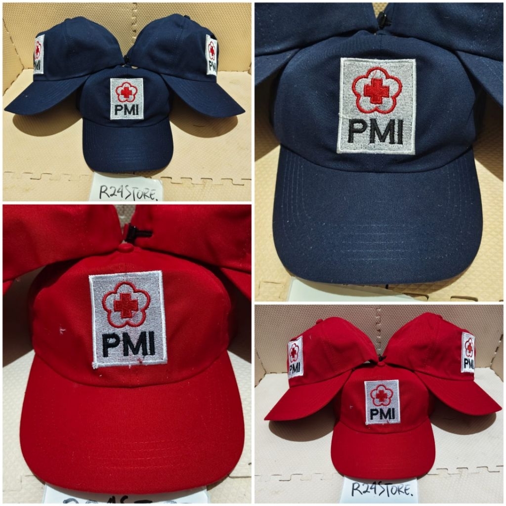 Topi PMI BLOK samping POLOS || TOPI RELAWAN || PEMBINA