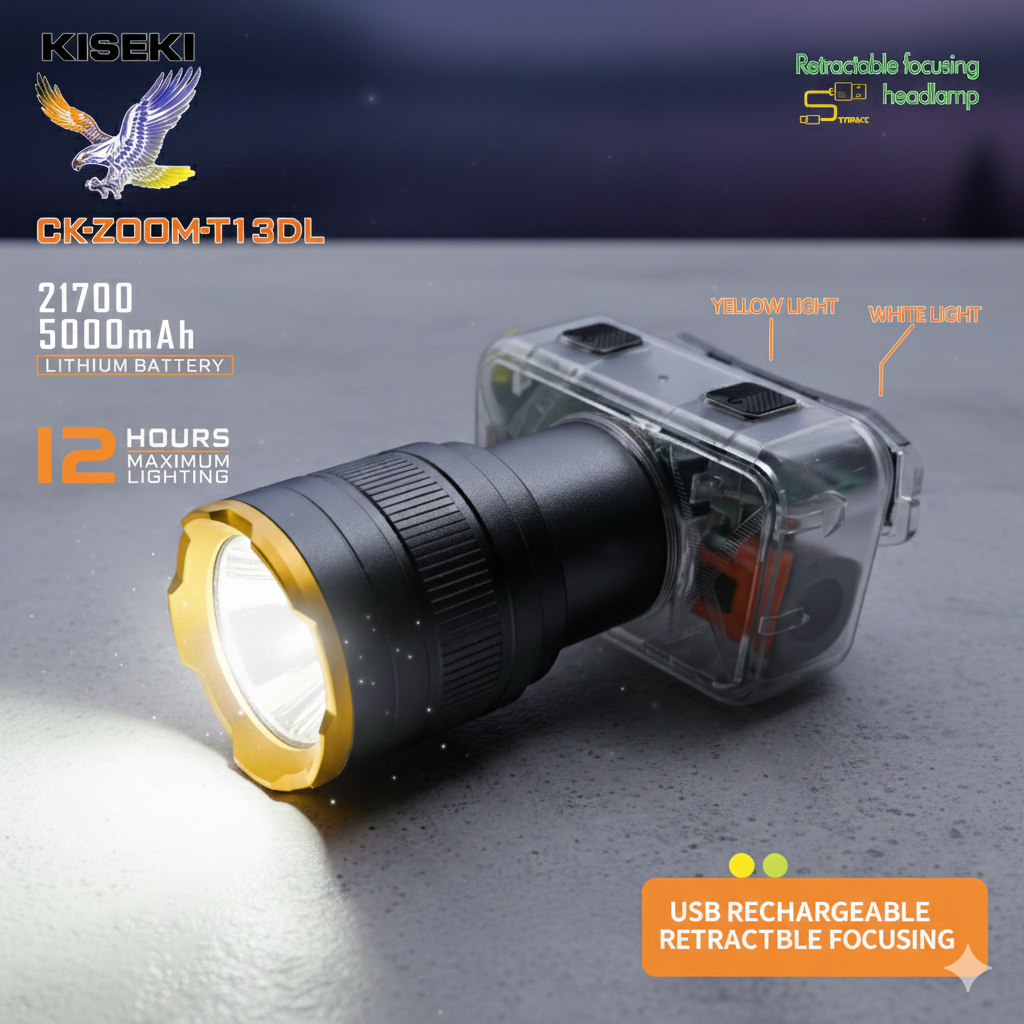 Senter Kepala KISEKI CK-ZOOM T13DL 280WATT Dual Warna Cahaya Putih