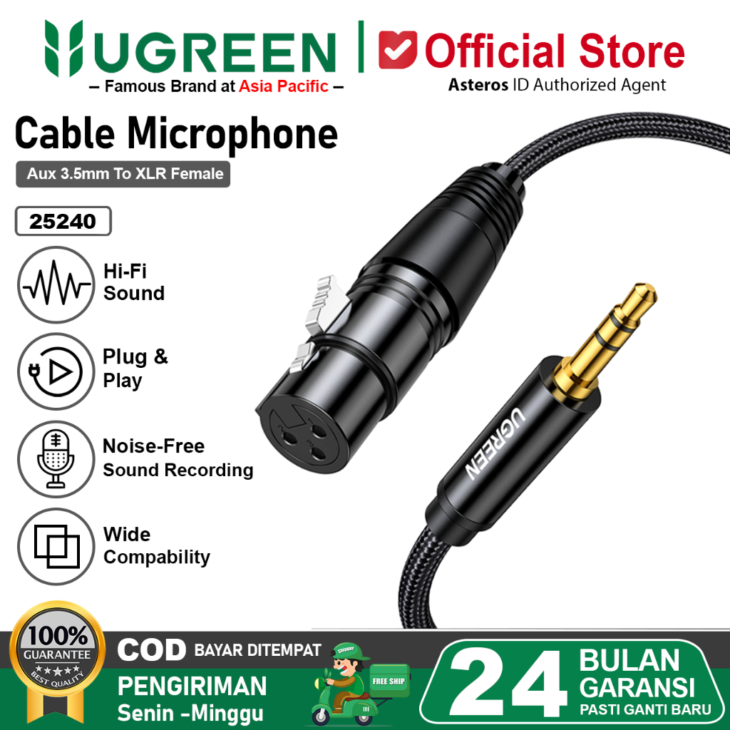 UGREEN Kabel XLR Microphone Female to Aux 3.5mm 20763
