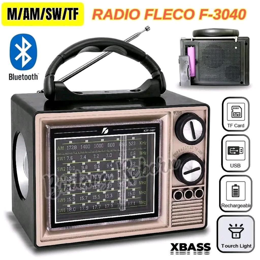 Fleco F-3040 Radio Speaker Bluetooth Radio MP3 USB Senter