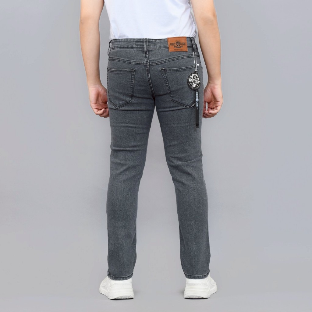 Celana Jeans Panjang Pria Slim Fit Premium EIGHT LIGHT 08 Denim Abu Abu Polos