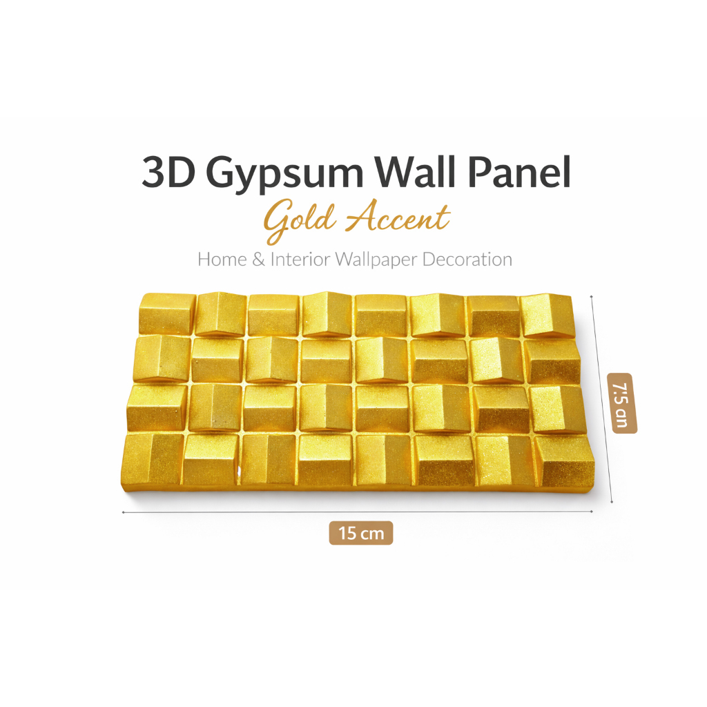wall panel dinding tektur timbul 3D gold metalic/ dekorasi / ornamen dinding/ bahan gypsum serat fib