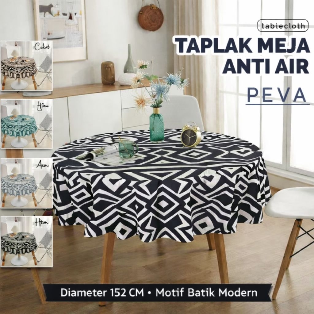 Taplak Meja Bulat Motif Batik Diameter 152 cm Anti Air