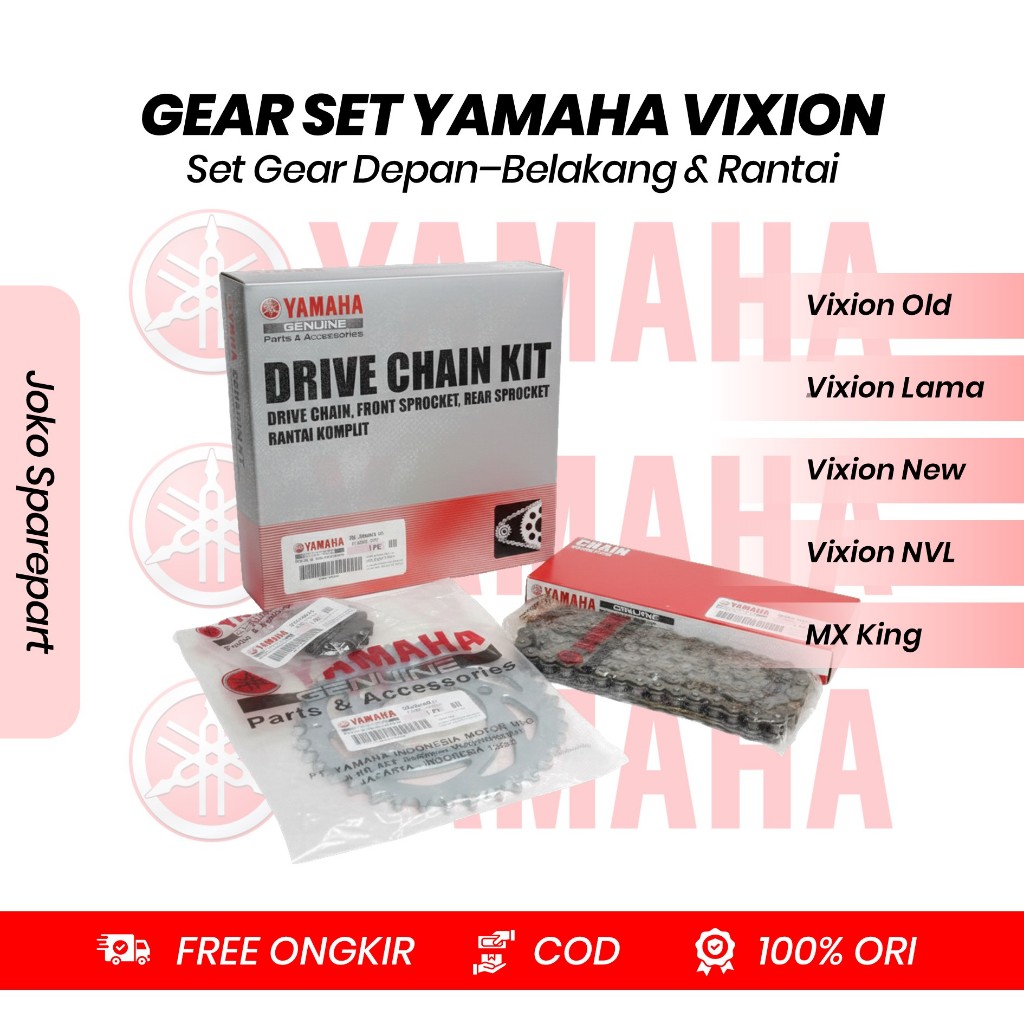 GEAR SET & RANTAI MOTOR VIXION NEW, VIXION NVL, VIXION OLD, MX KING - GEAR YAMAHA ORIGINAL1PA