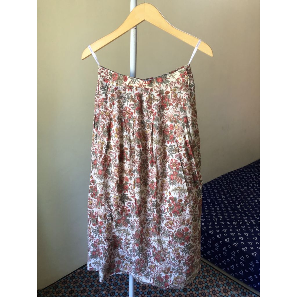 preloved rok, rok midi, preloved rok floral