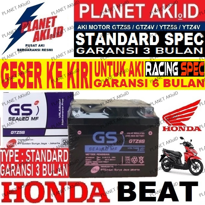 Aki Motor Honda Beat Pop Aki Kering Accu Kering MF GTZ5S