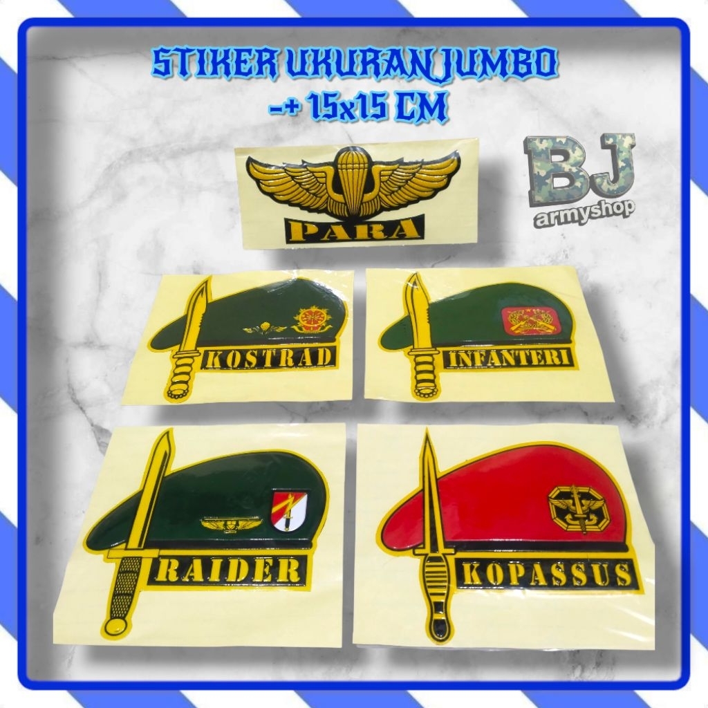 Stiker Jumbo Besar Para Baret Kopasus Raider Kostrad Infanteri Tni Ad Pm Siliwangi_Perbakin / Setike