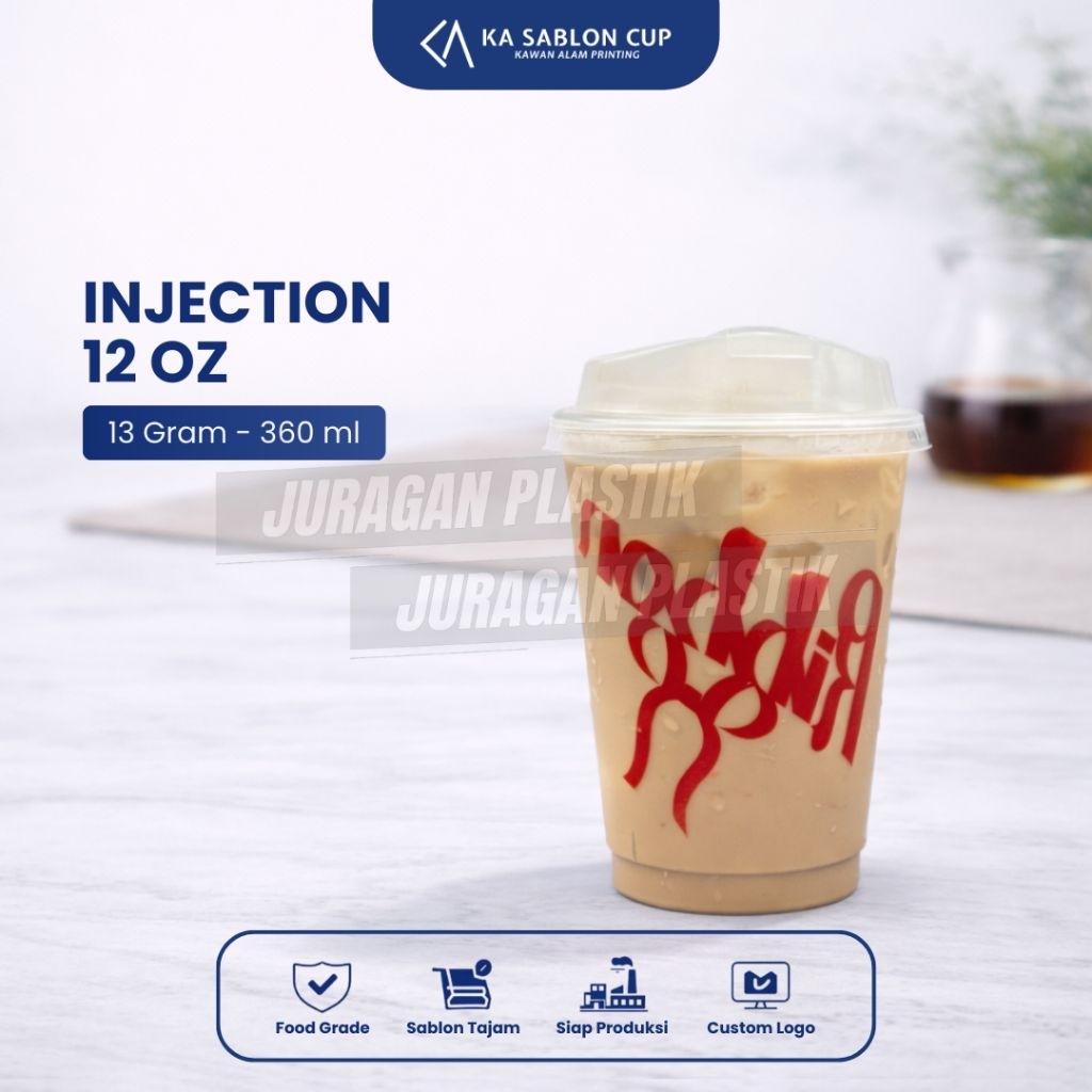 INJECTION CUP 12OZ  (Cup Plastik / Gelas Plastik) Bahan Tebal
