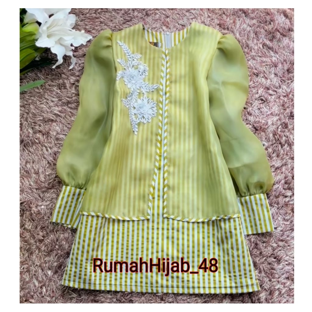 Blus Lurik kombinasi Organza Dan Bordir Premium