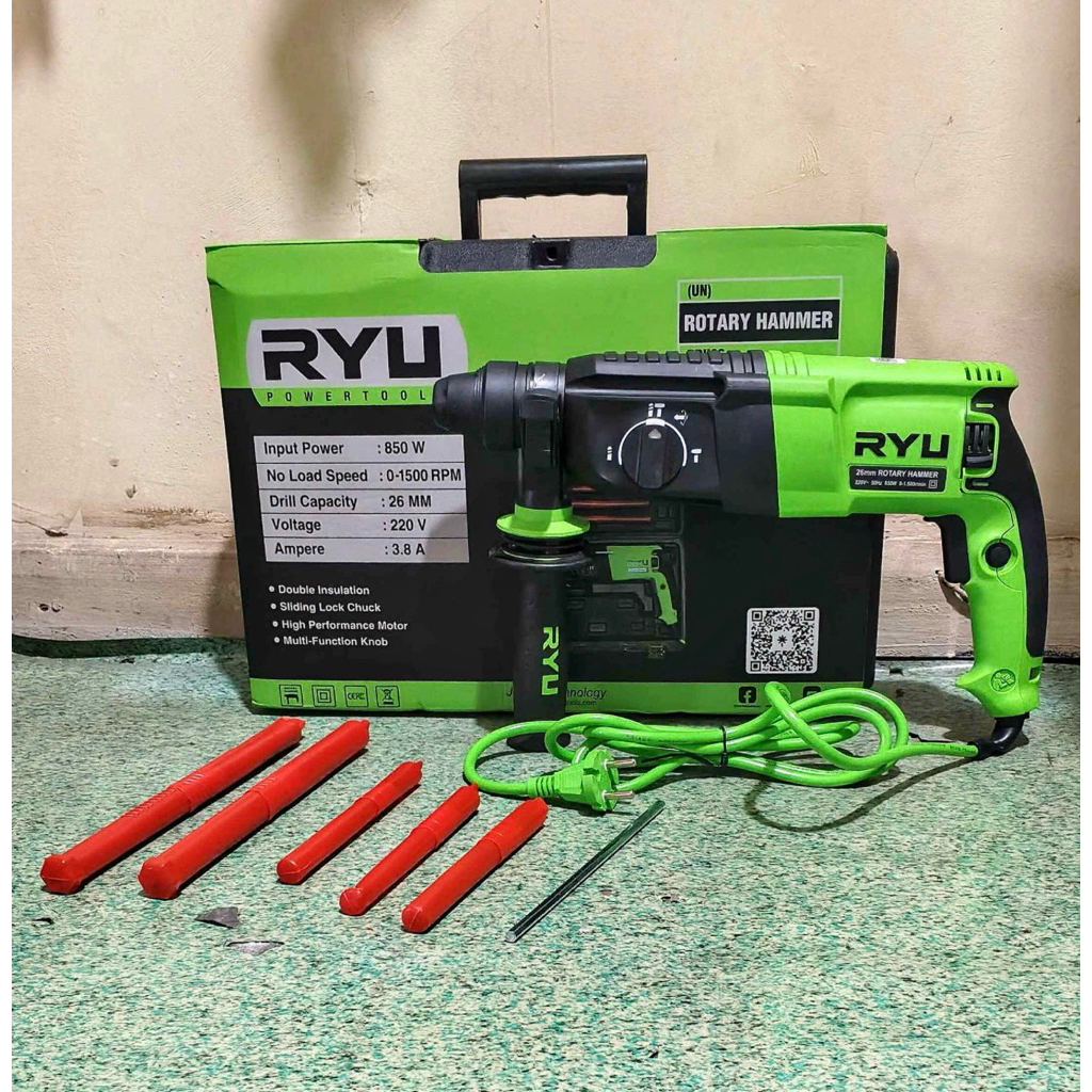 Bor bobok RYU 3 fungsi RRH26  / rotary hammer drill ryu