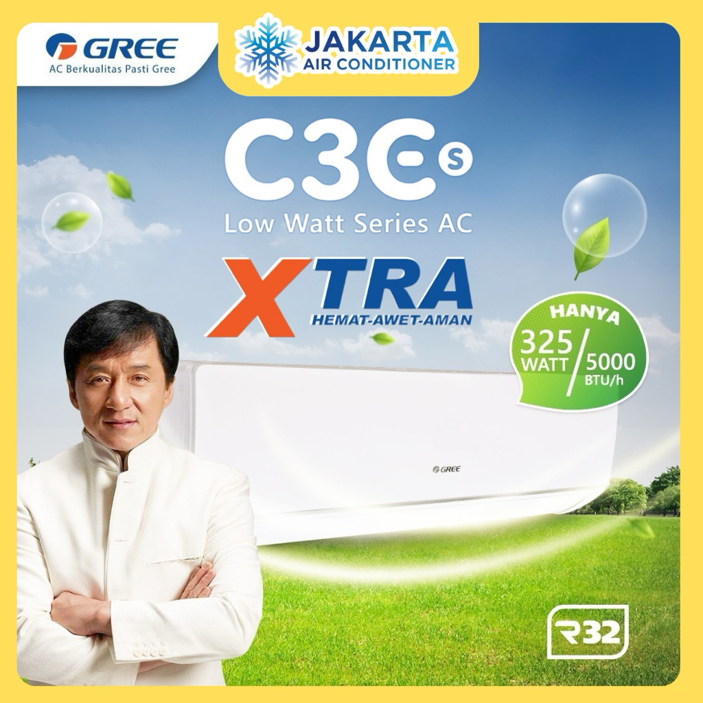AC GREE DELUXE LOW WATT 0.5 PK 05 C3ES TERMASUK PEMASANGAN / UNIT SAJA