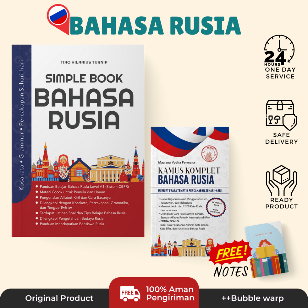 Buk Simple Book Bahasa Rusia - Buku Belajar Bahasa Rusia Level A1 Sistem CEFR Dan Kamus Bahasa Rusia