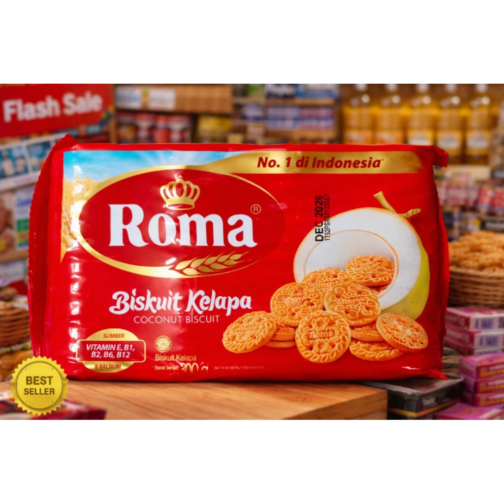 Roma Kelapa Original 300gr | Biskuit Kelapa Renyah | Snack Murah Grosir | Exp Panjang
