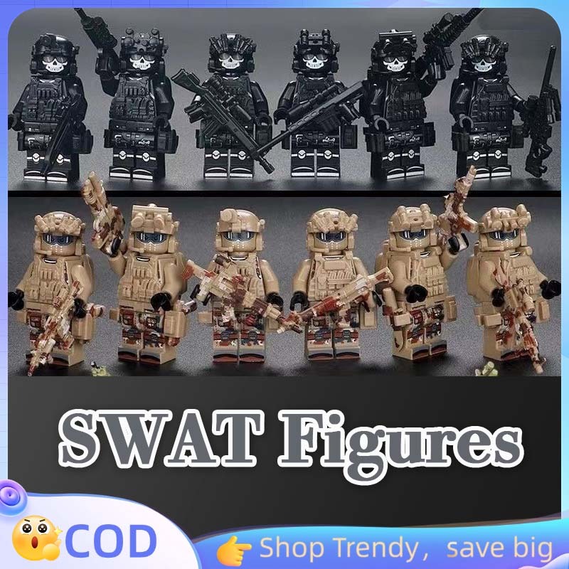 6pcs/1set Mainan Tentara Kecil Kecil Mainan Tentara Mainan Balok Military Mainan Perang Perangan