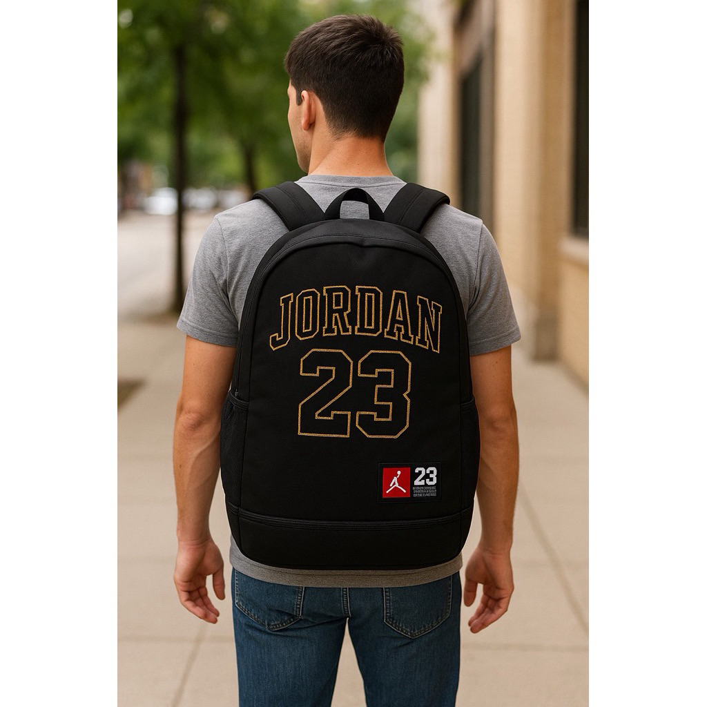 BACKPACK JORDAN 23 BLACK GOLD || TAS RANSEL SPORTY