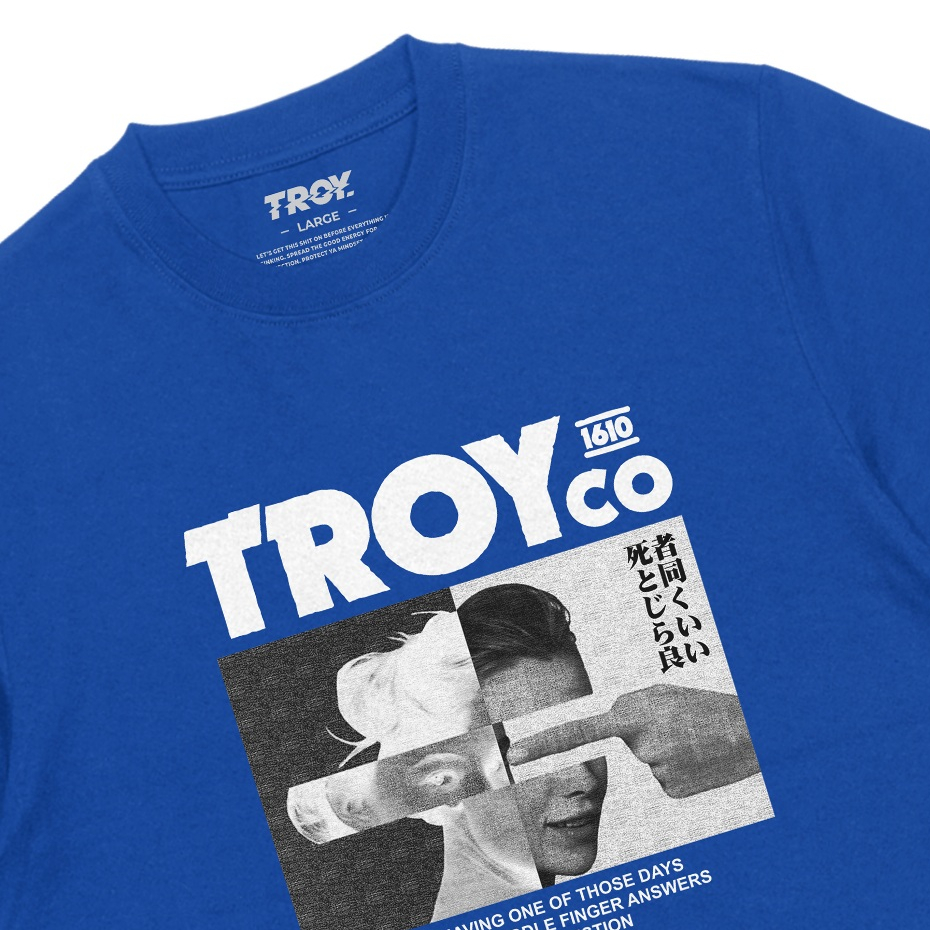 Troy Company Tshirt Royal Blue Finger Answers - Kaos Lengan Pendek Kaos Biru Benhur MTD 3525