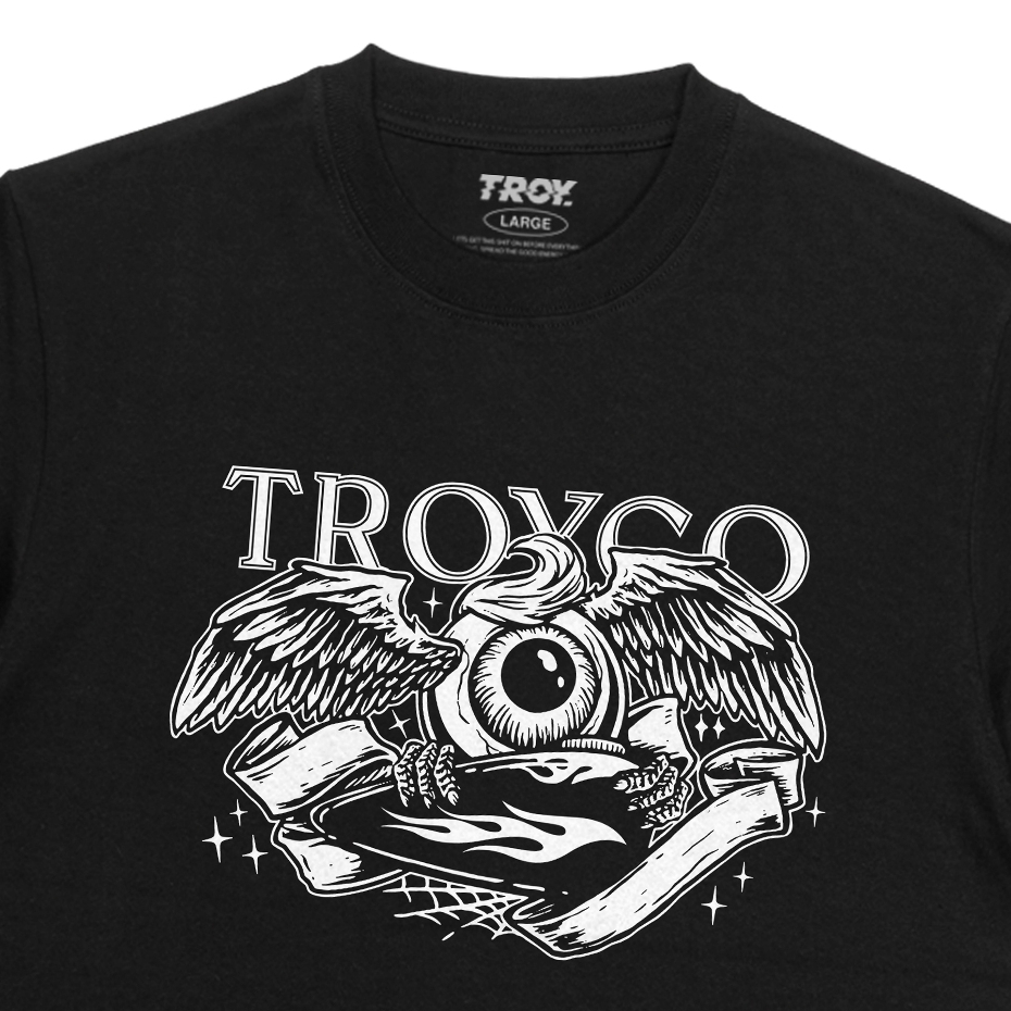 Troy Company Tshirt Black Fast Eye - Kaos Lengan Pendek Kaos Hitam MTD 3518