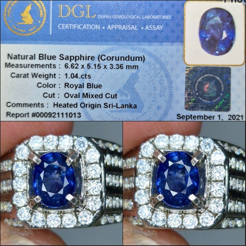 Natural Royal Blue Sapphire Srilanka Ceylon Memo Lab