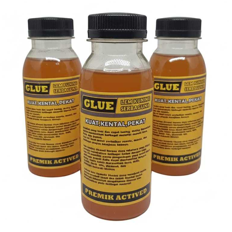 Lem Kuning Super Premik Actived 100ml Lem Sepatu Sandal Tas HPL Imitasi Kayu Plastik Karet Lem Layan