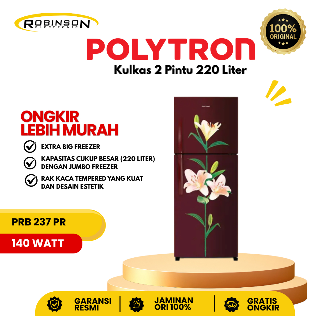 Kulkas 2 PIntu Polytron  PRB 237 PR