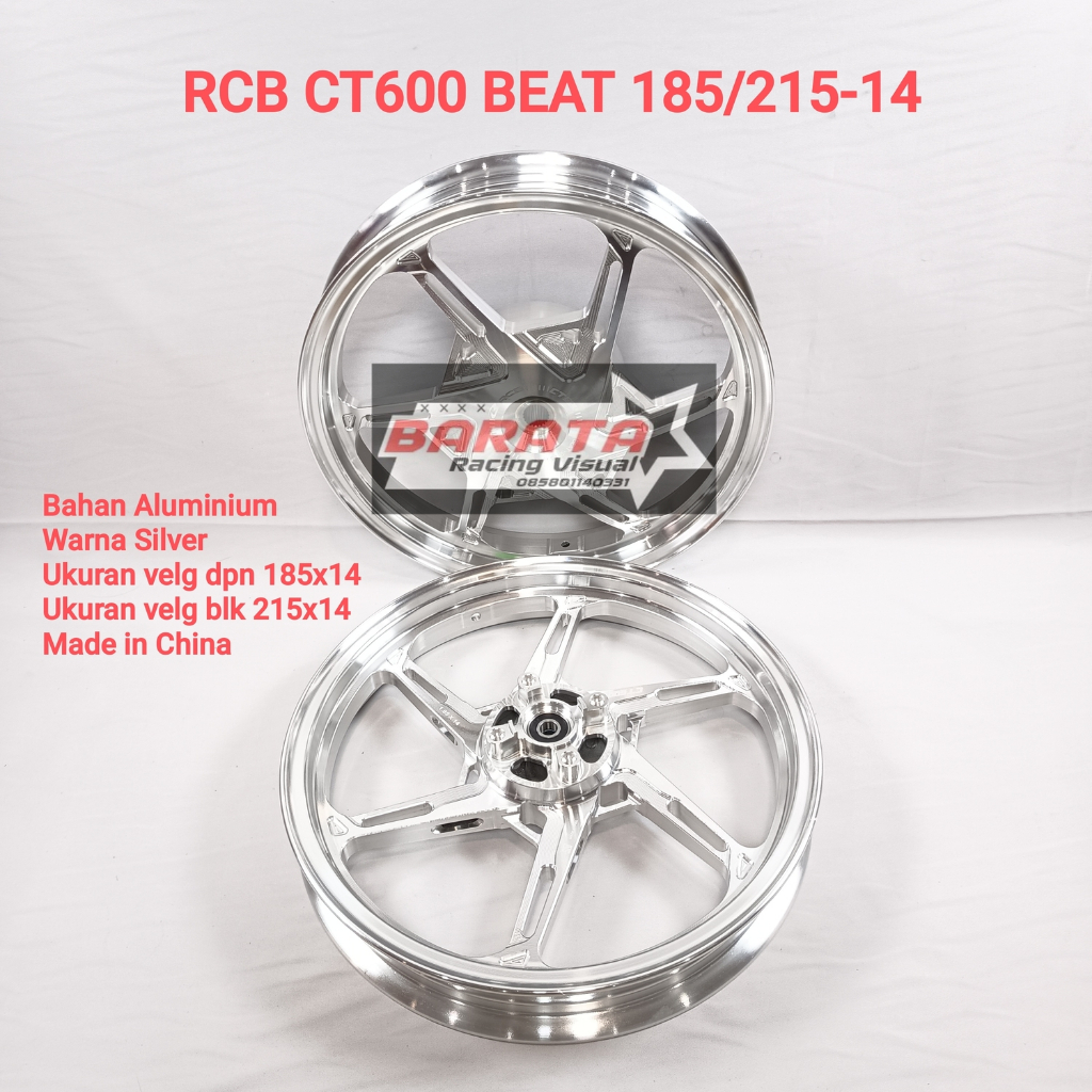 VELG RCB CT600 MOTOR BEAT 185/215 RING 14 RACING BOY SILVER