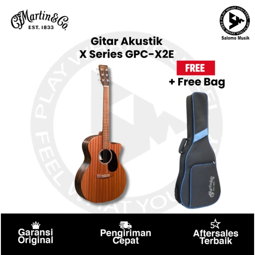 Gitar Akustik Elektrik Martin & CO 11GPC X2E Macassar Original + Free Bag