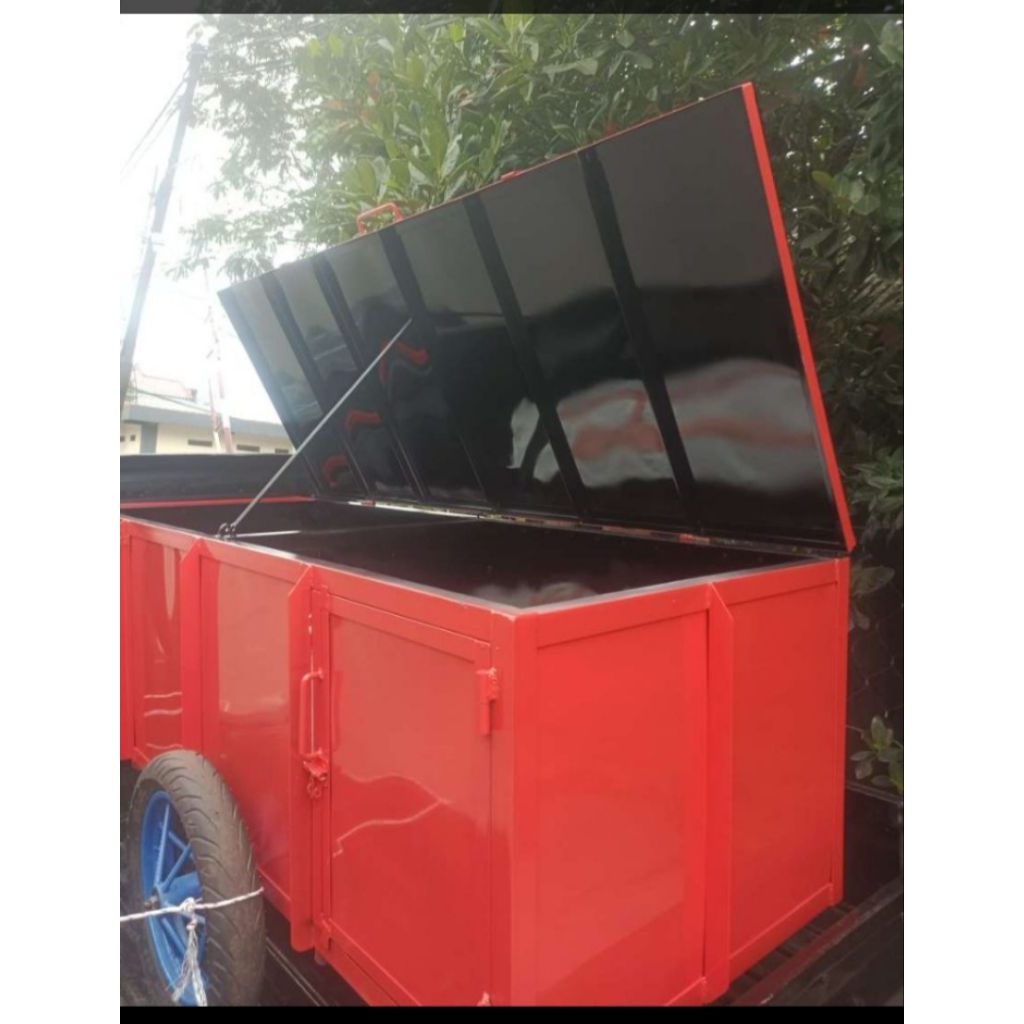 gerobak pecel 200x80x70cm Dengan tutup dan 2 ban kecil