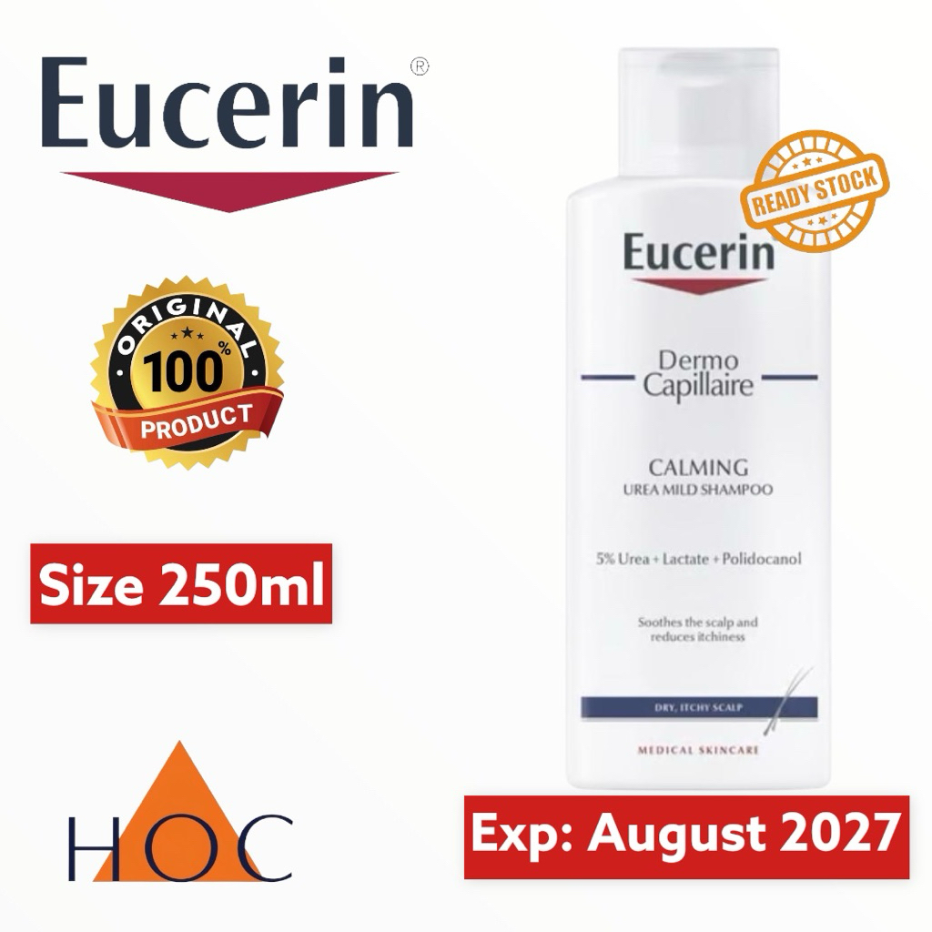 EUCERIN DermoCapillaire Calming Urea Shampoo 250ml untuk Kulit Kepala Sensitif dengan 5% Urea Lactat