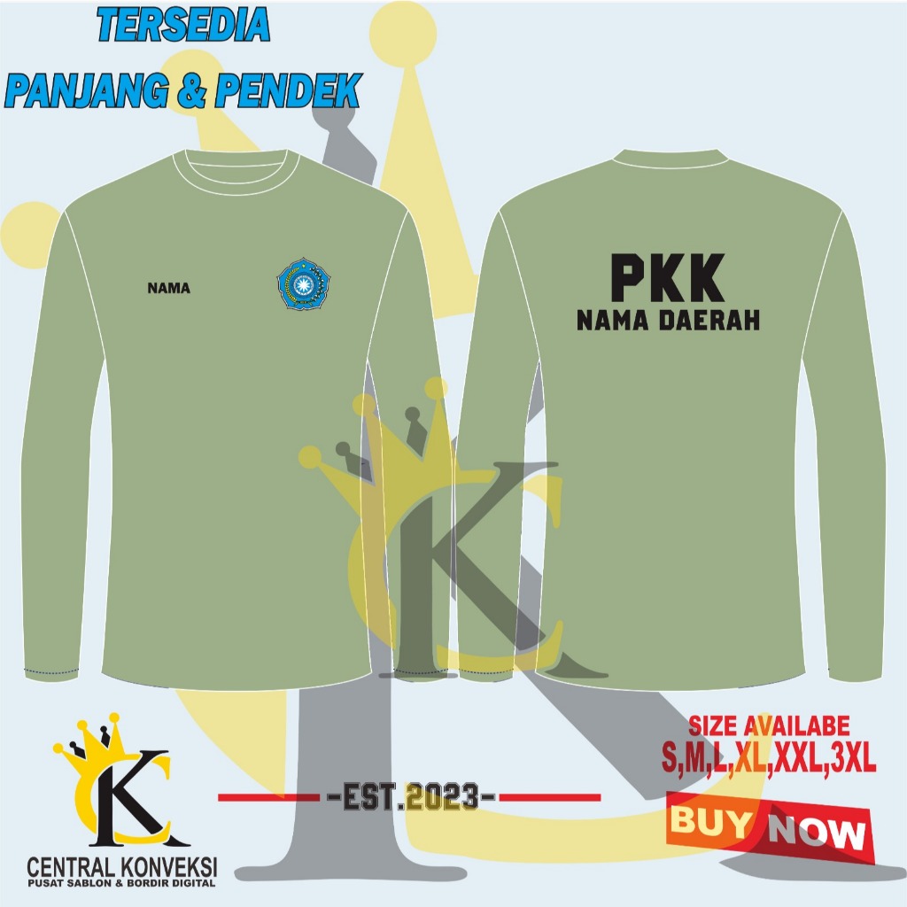 Kaos T-Shirt PKK/Kaos PKK 2026 Free Nama Tersedia Lengan Panjang/Pendek 30's Cotton Combad