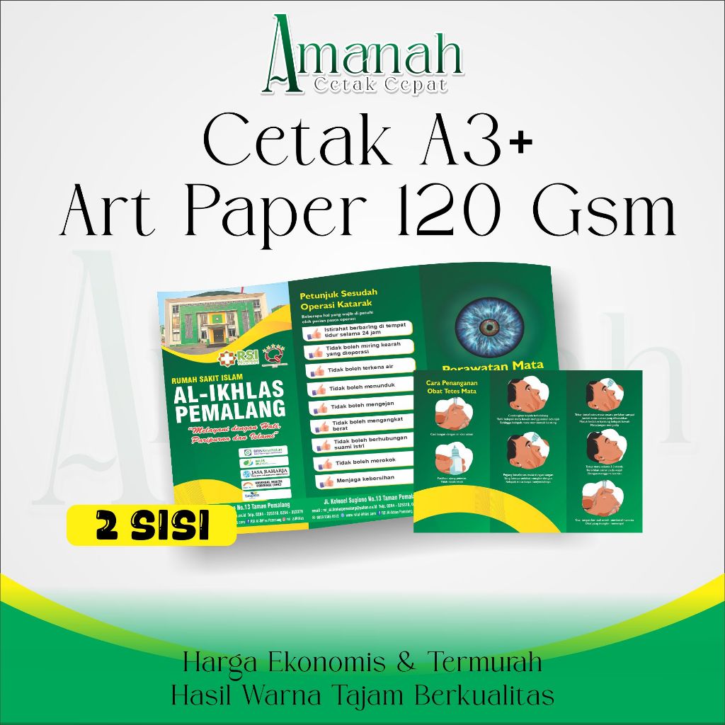 CETAK A3+ ART PAPER 120 [ 2 SISI ] / PRINT A3+ ART PAPER 120 GSM / BROSUR / FAMLET