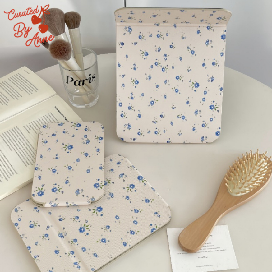 Cermin Lipat Kecil Motif Aesthetic Portabel - Cermin Travel - Cermin Meja Rias Berdiri Mahasiswa Asr