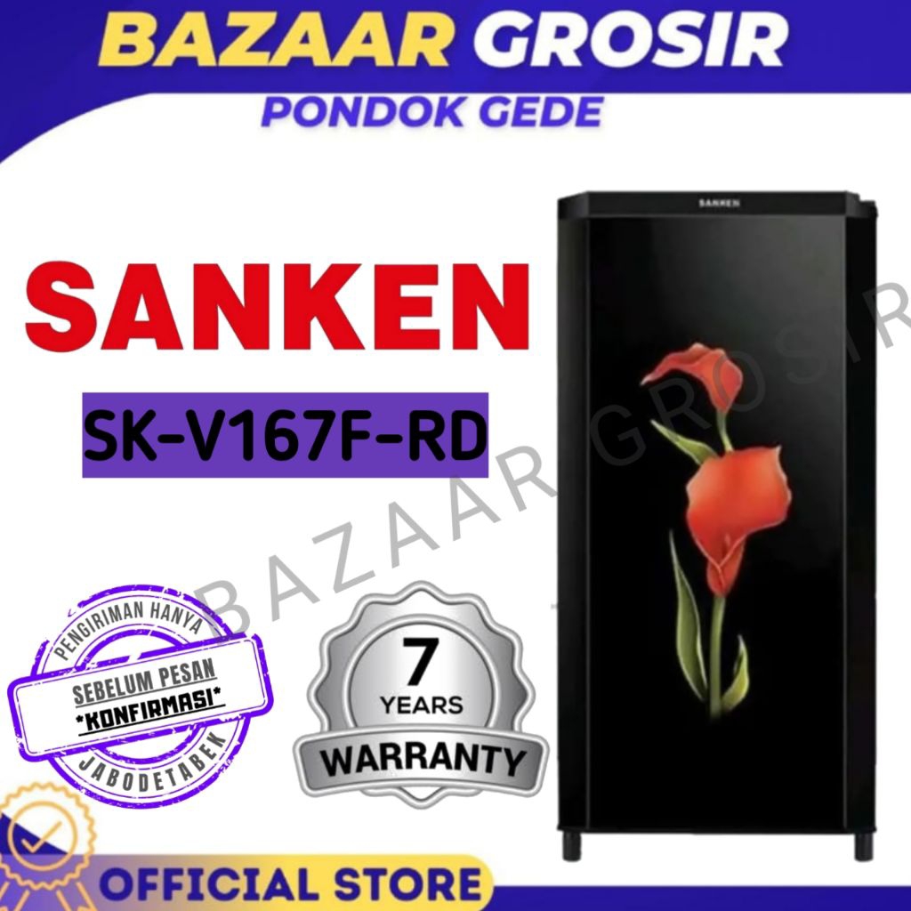 Sanken Kulkas 1 Pintu SK-V167F-RD Lemari Es Kapasitas 160L