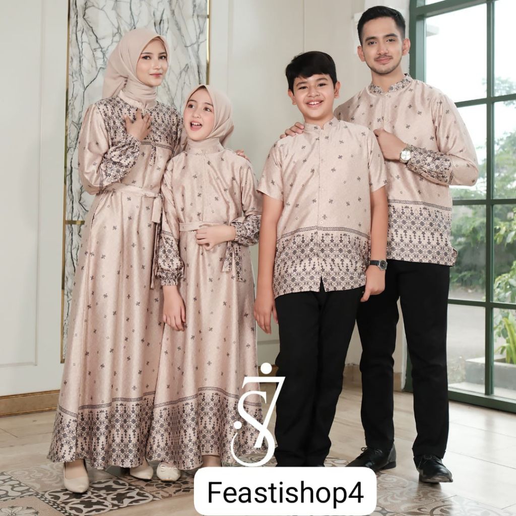gamis couple mama +papa+anak/gamis lebaran/gamie viral /couple keluarga