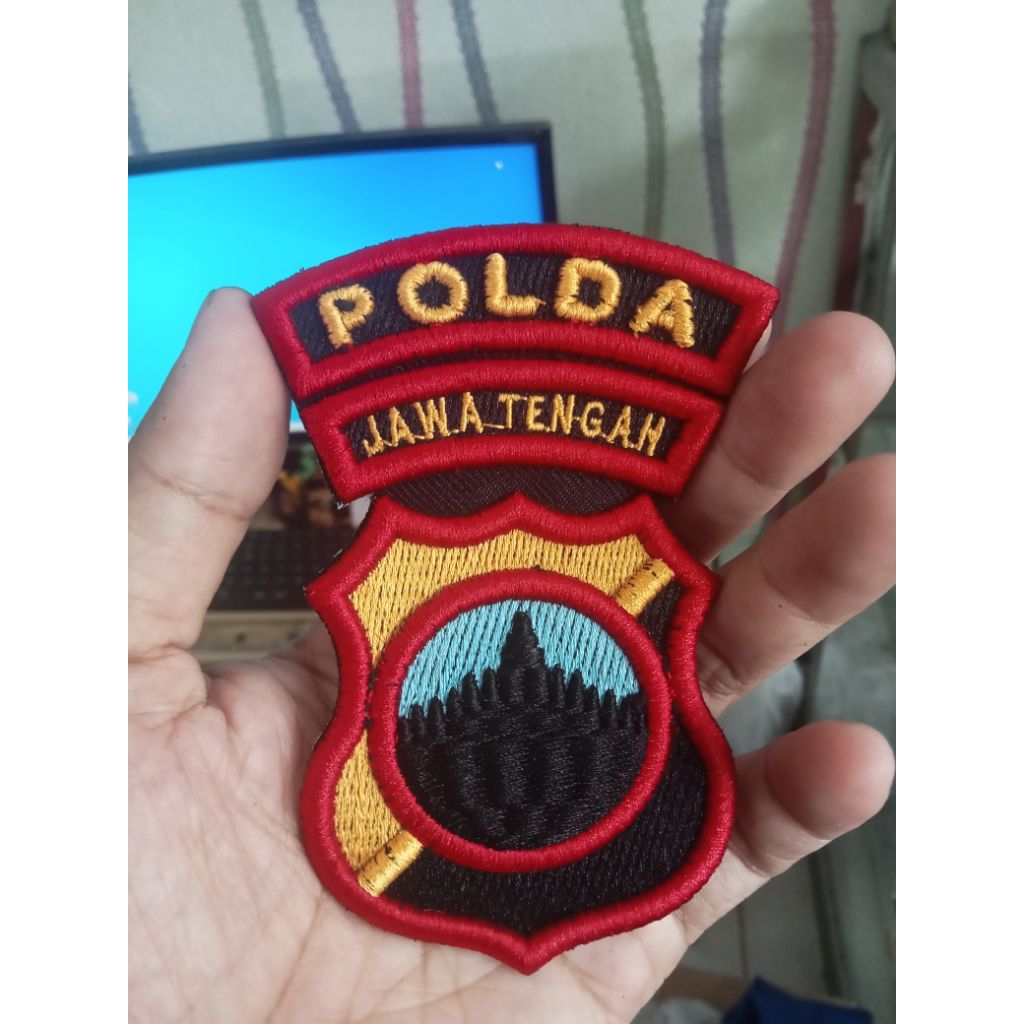 logo polda jateng / jabar / metro jaya / banten / bordir timbul 3D murah berkualitas